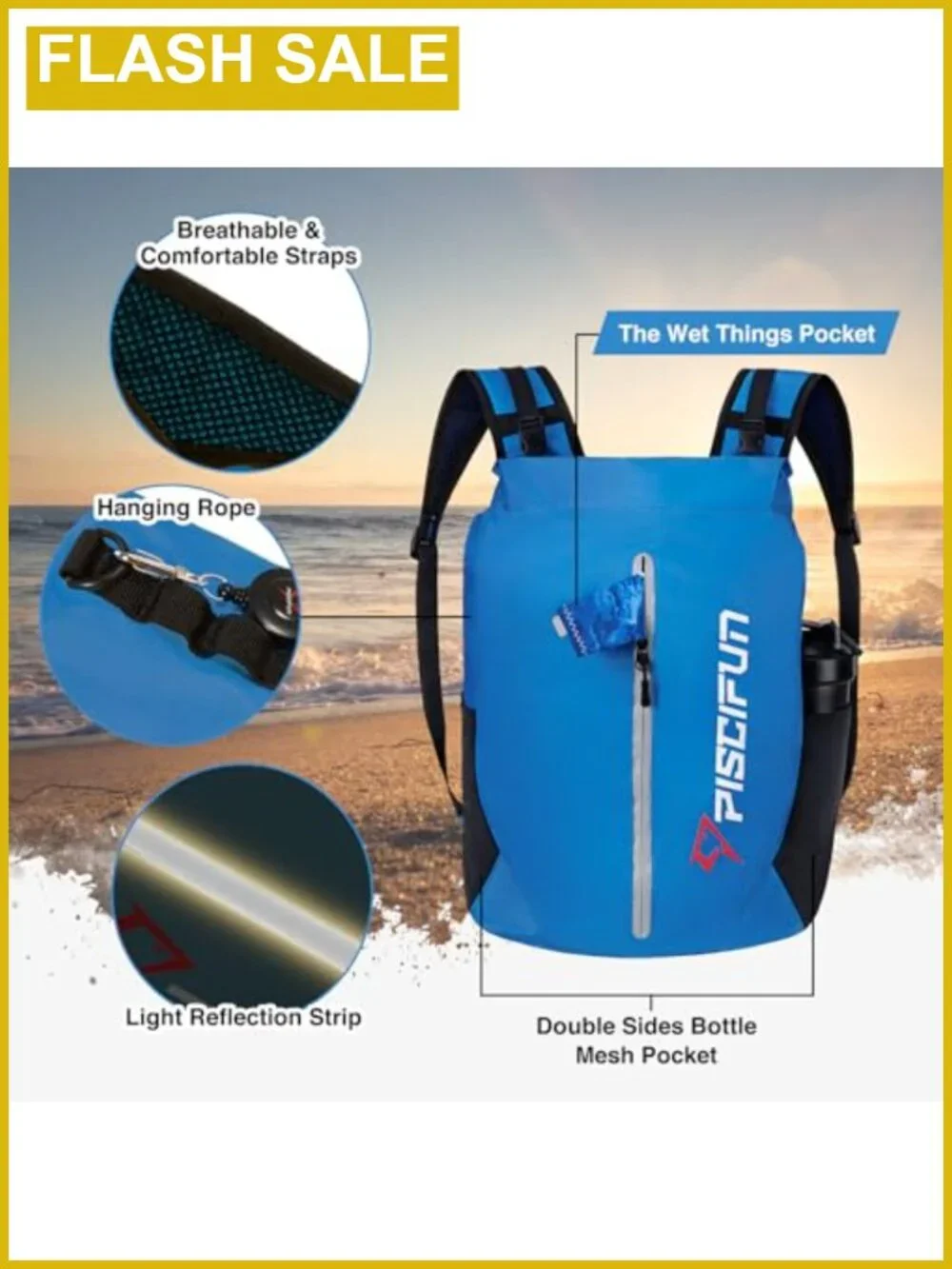 Waterproof 500D Nylon Dry Bag Backpack 20L Outdoor Hiking Kayaking
